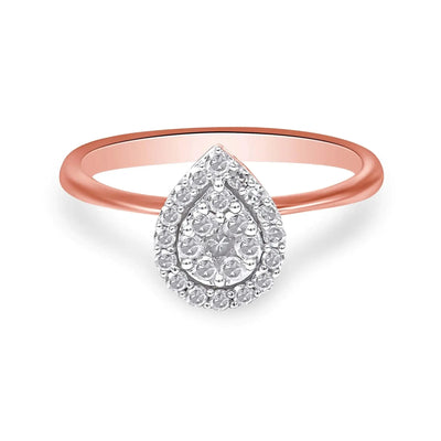10K Rose Gold 3/8 Cttw Round-Cut Diamond Pear Promise Ring (I-J Color, I2-I3 Clarity)
