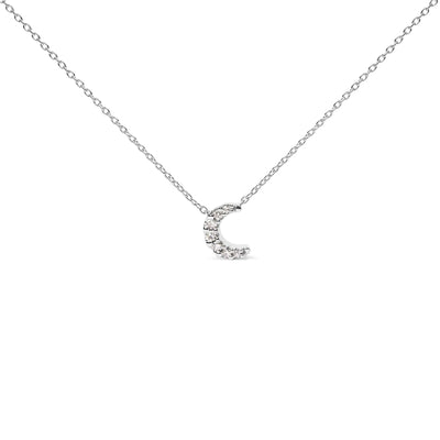 10K White Gold Diamond Accented Crescent Moon Shaped 18
